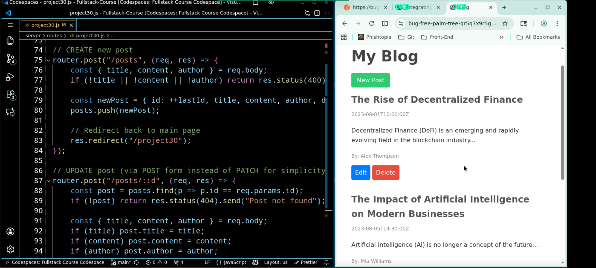 Preview of a Simple Blog