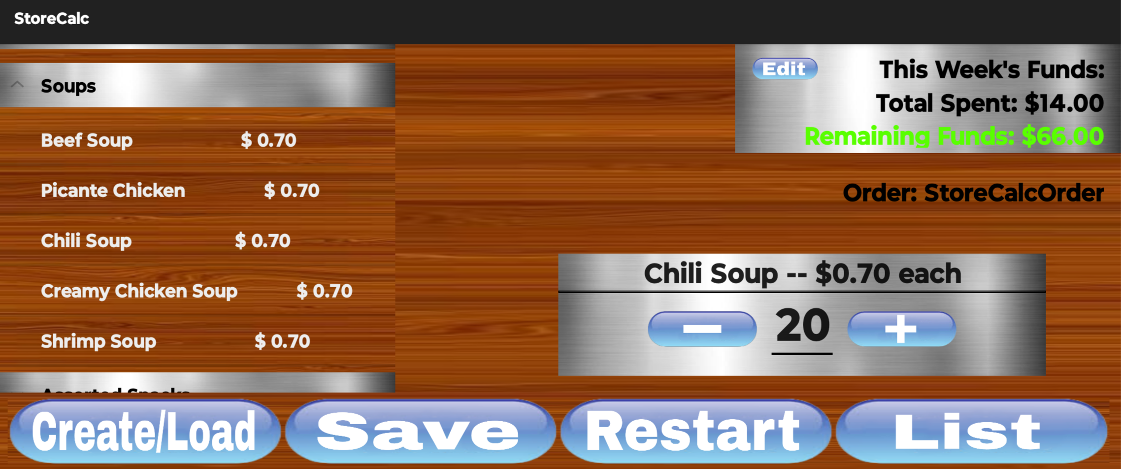 Preview of StoreCalc for Android