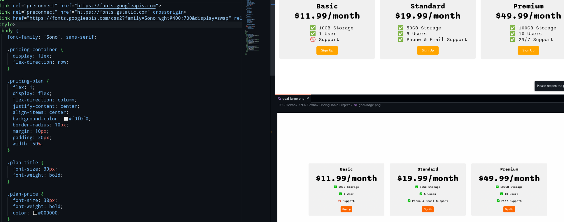 Preview of a pretend pricing table